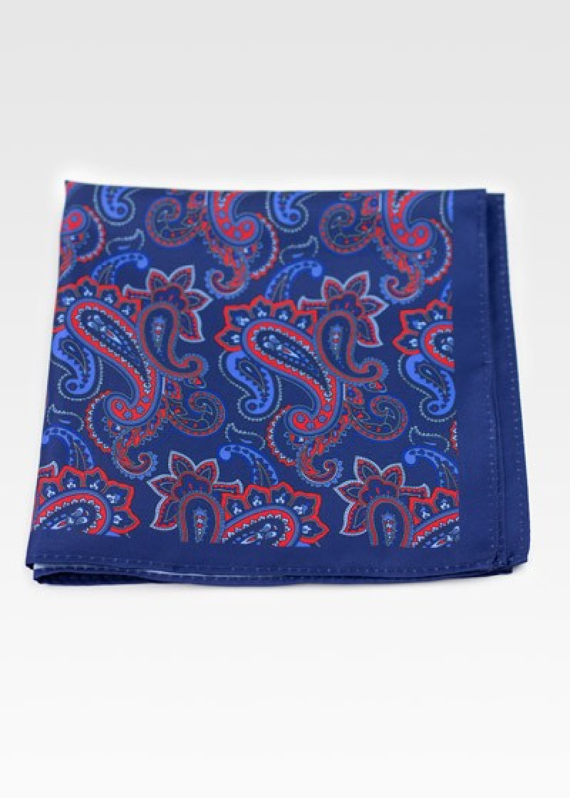 Einstecktuch spielerisches Paisleymuster nachtblau