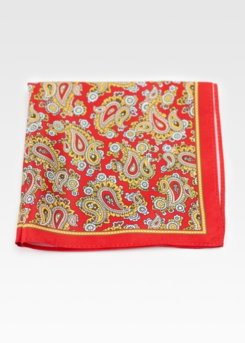 Ziertuch spielerisches Paisley-Motiv rot