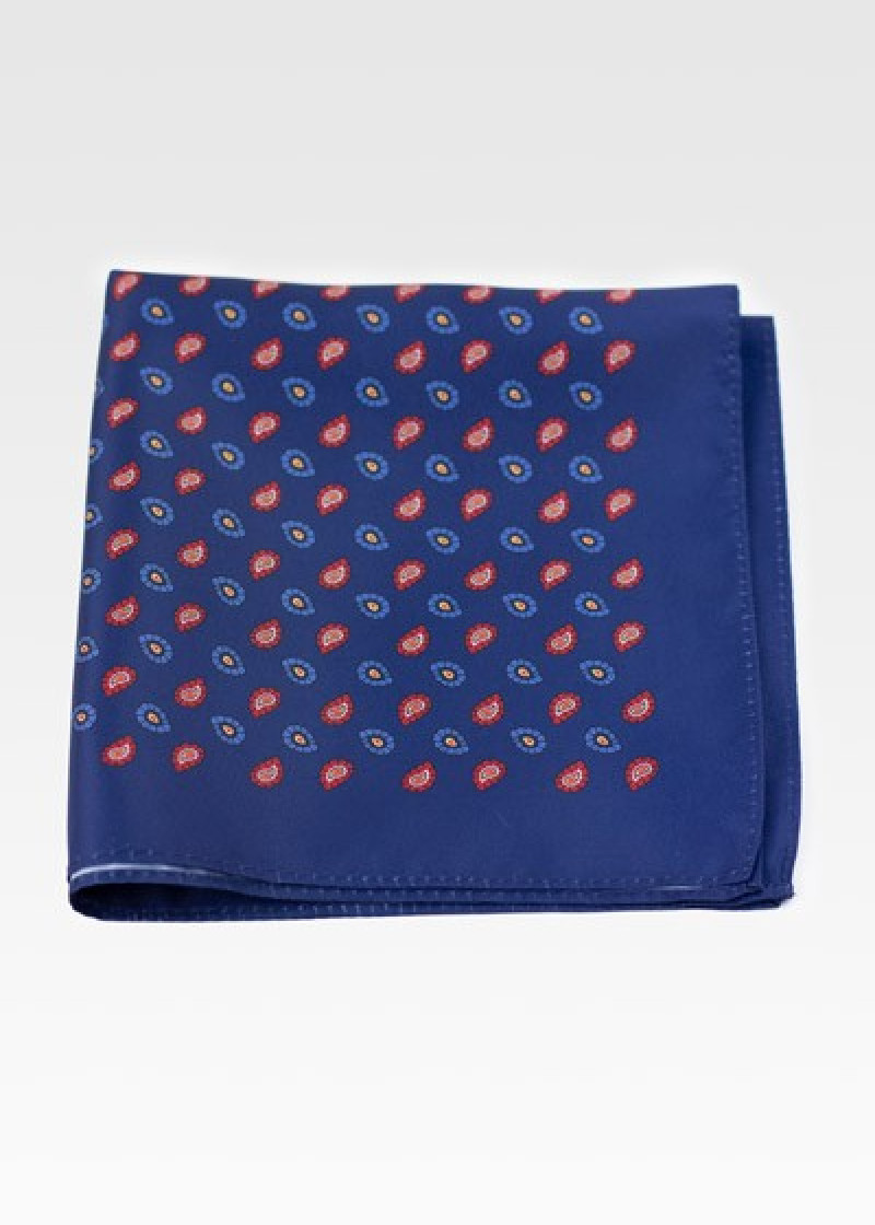 Ziertuch kleines Paisley-Muster marineblau