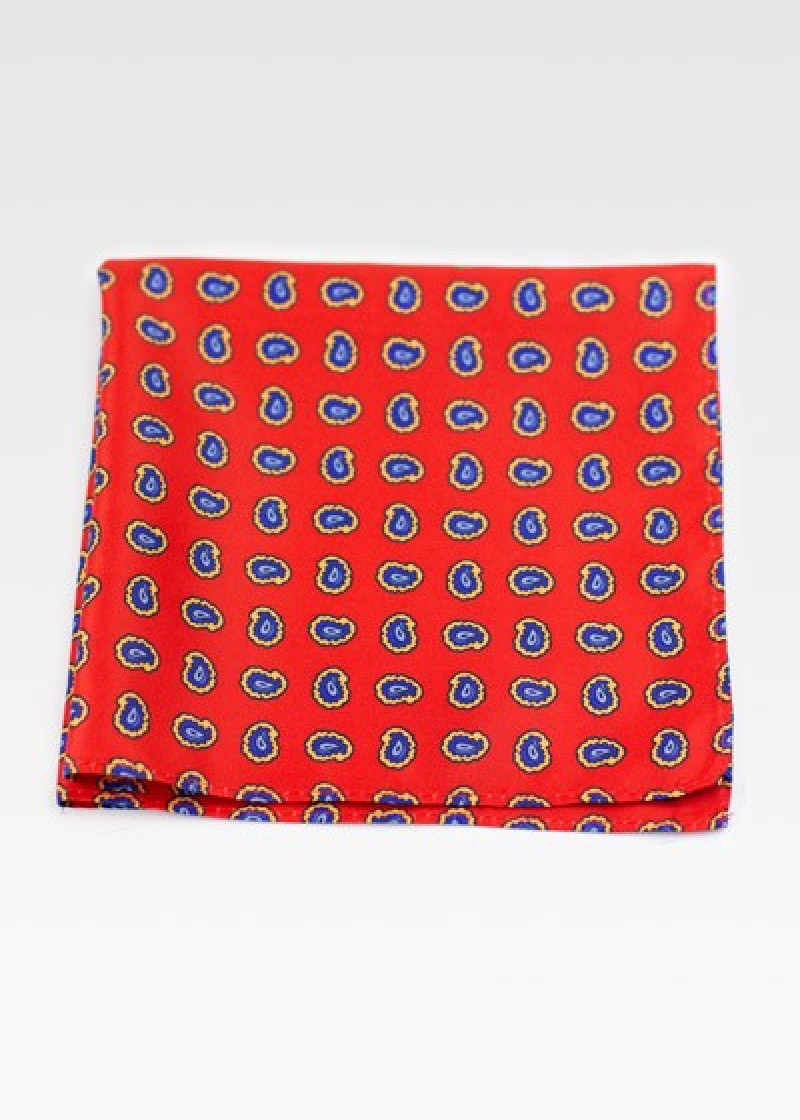 Einstecktuch kleines Paisley-Motiv rot