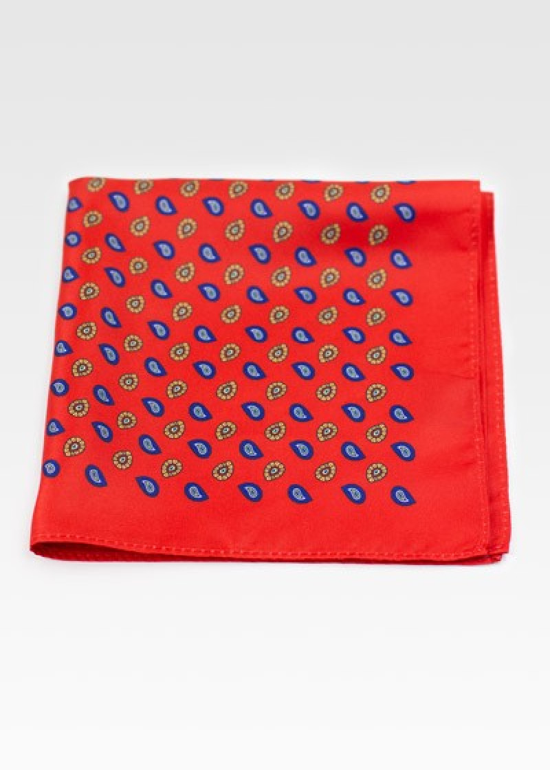 Einstecktuch kleines Paisleymuster rot