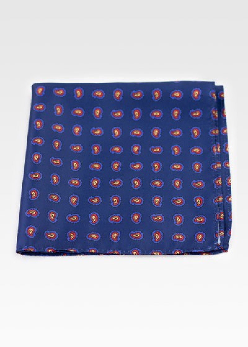 Einstecktuch kleines Paisleymuster navy