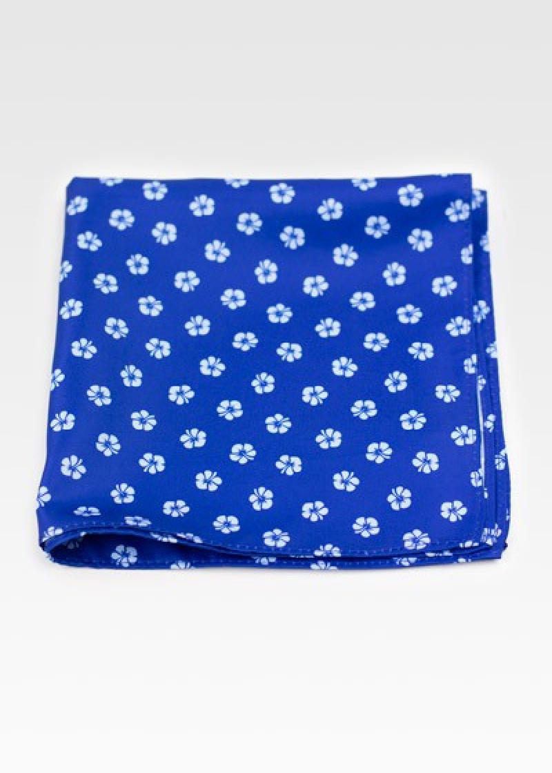Kavaliertuch Blumenmotiv blau taubenblau