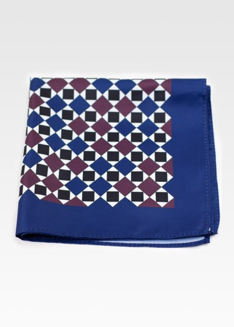 Einstecktuch Retro-Stil dunkelblau weiß purpur