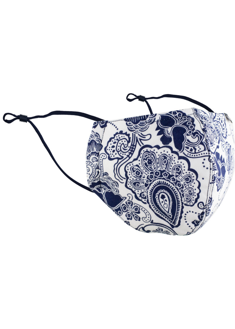 Mund-Nasen-Maske weiß navyblau