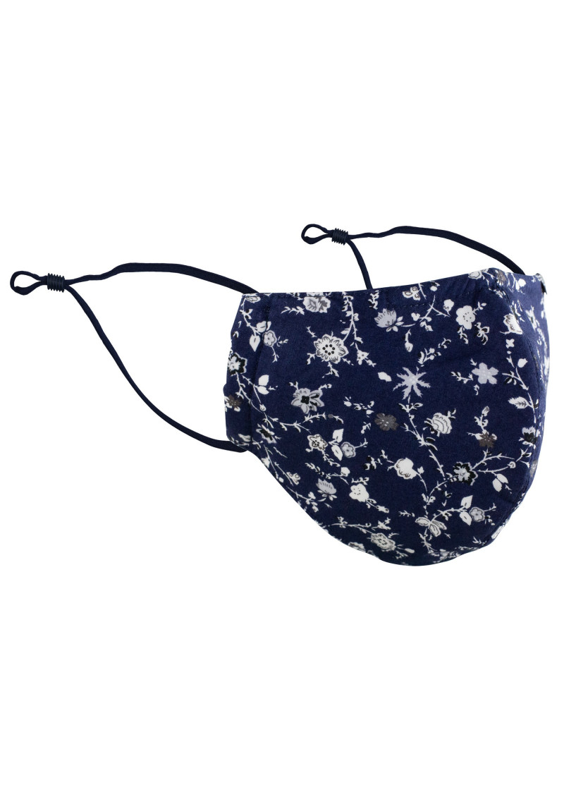 Mund-Nasen-Maske vegetatives Motiv navy