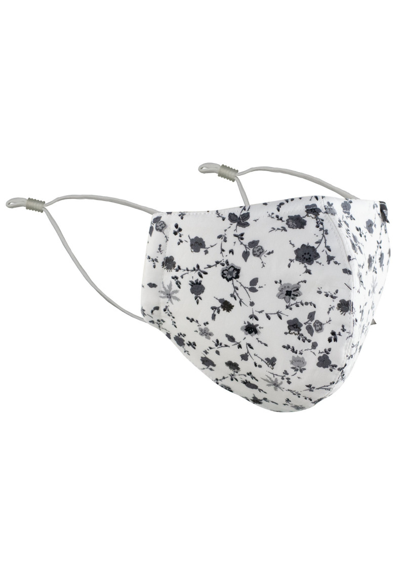 Mund-Nasen-Maske florales Motiv silber