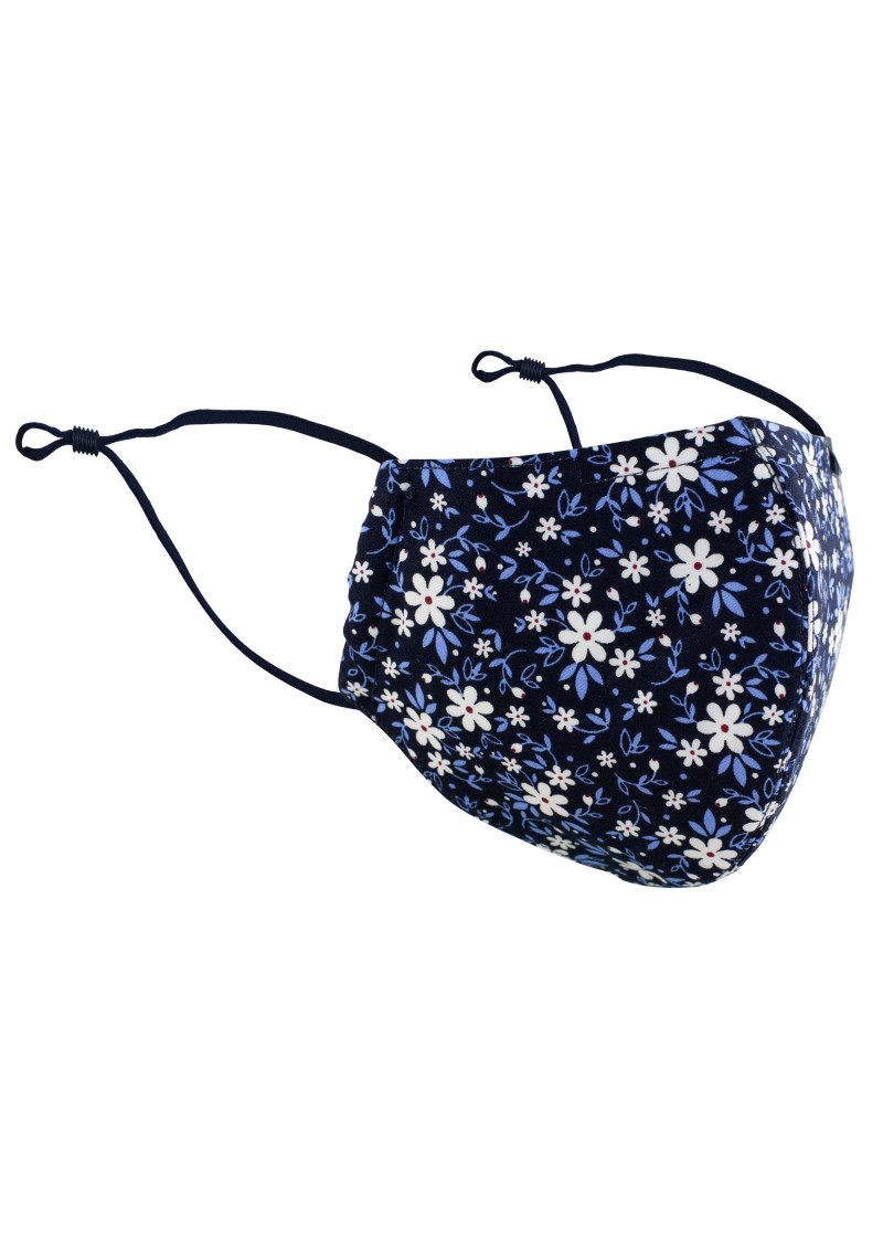 Mund-Nasen-Maske "Flower Power" navy