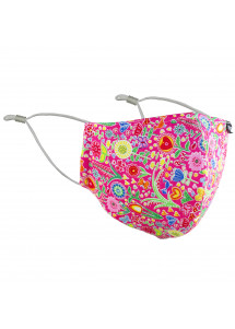 Mund-Nasen-Maske Blumenmuster pinkfarben