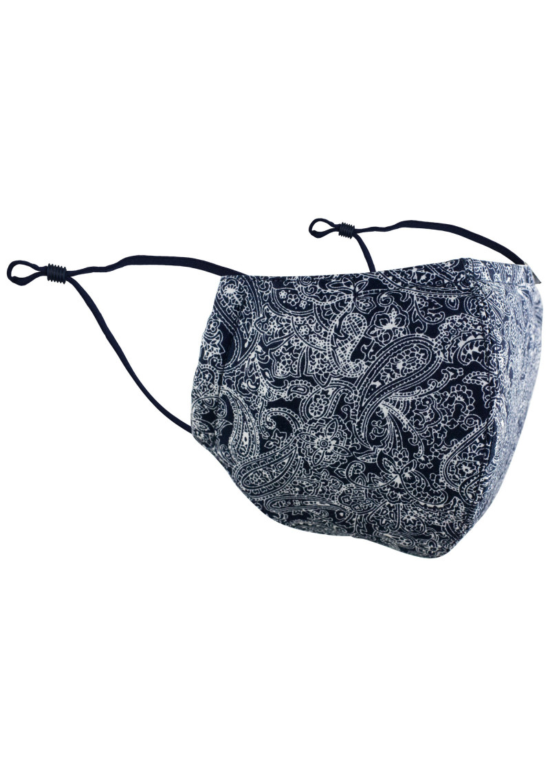 Mund-Nasen-Maske Paisley-Motiv marineblau weiß