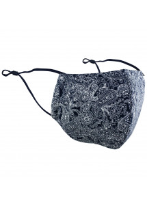 Mund-Nasen-Maske Paisleymotiv navyblau perlweiß