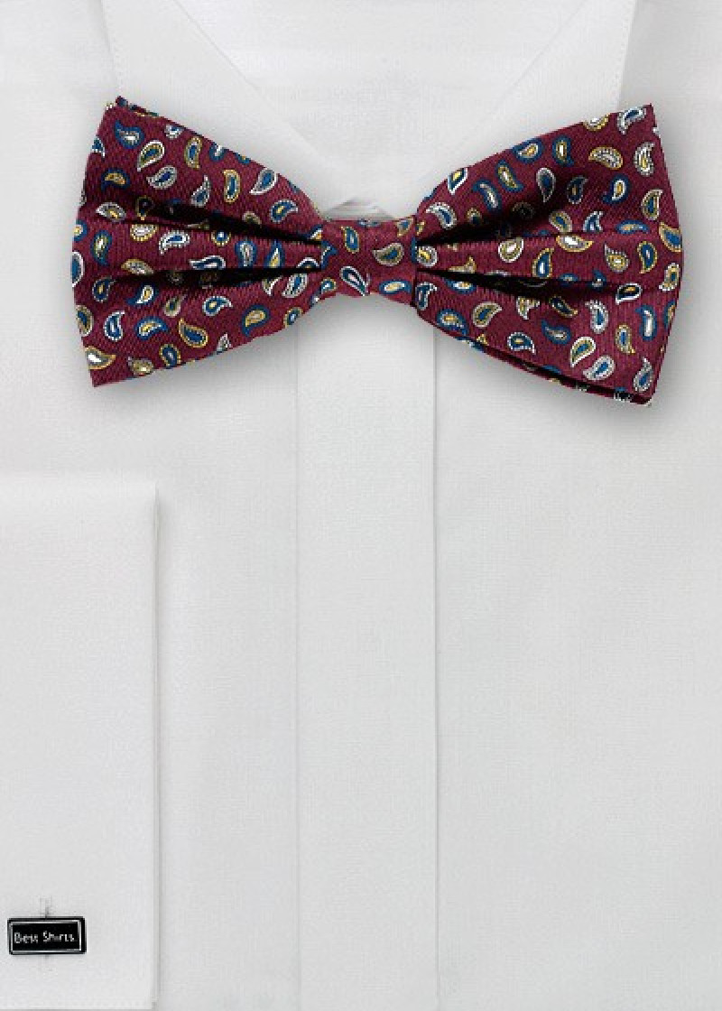 Fliege Paisley bordeaux