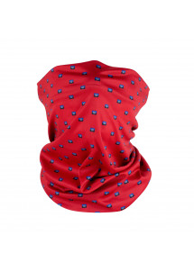 Schlauchtuch rot himmelblau punktgemustert