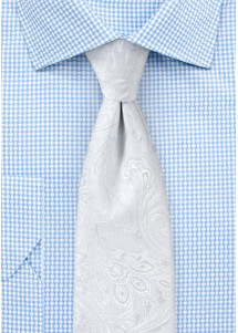 Krawatte kultiviertes Paisley-Muster perlweiß