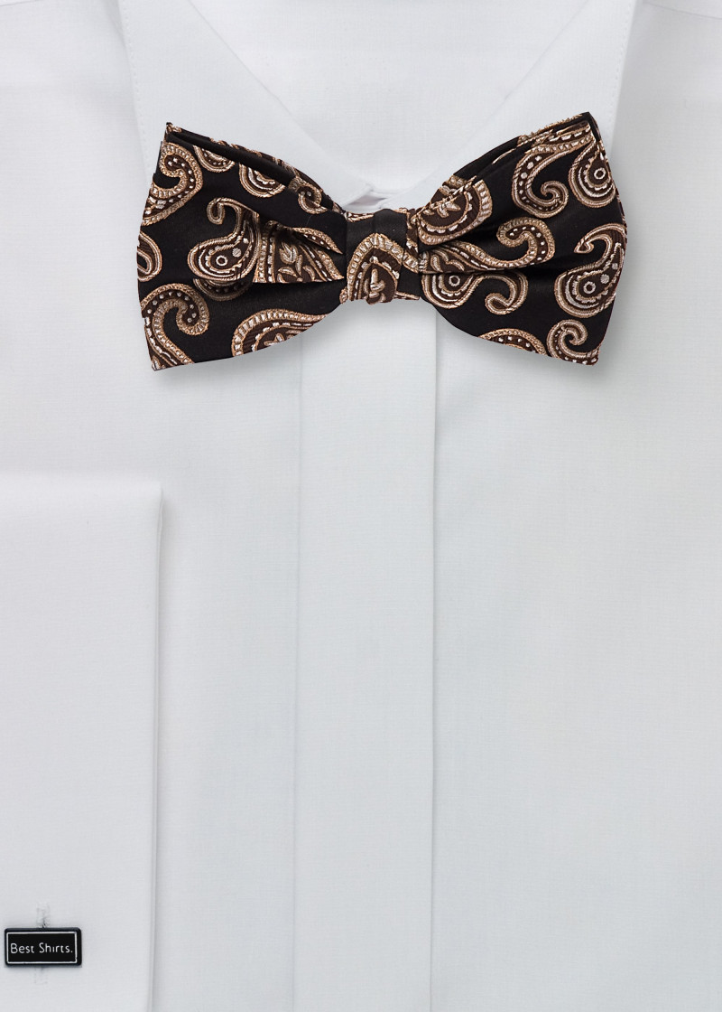 Seiden-Herrenfliege Paisley-Motiv tintenocker