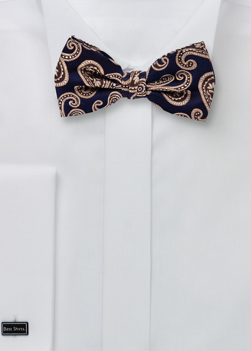 Seiden-Herrenschleife Paisleymuster marineblau