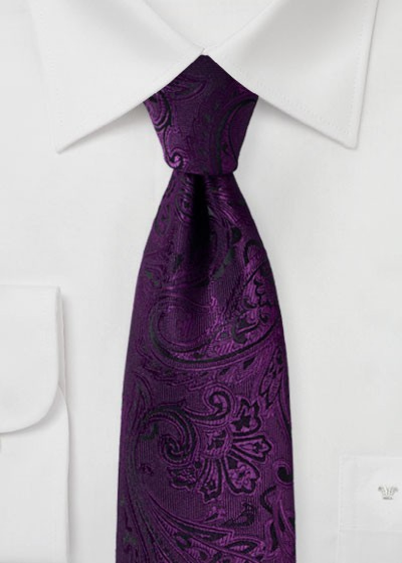 Krawatte kultiviertes Paisley-Motiv purpur schwarz