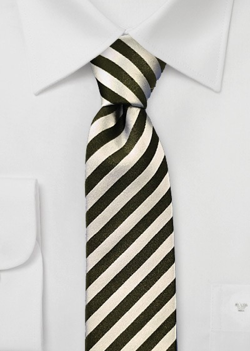 Schmale Jacquardkrawatte in creme schwarz