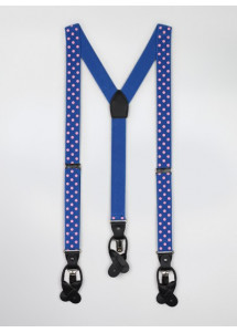 Hosenträger elastisch blau rosa Punkte