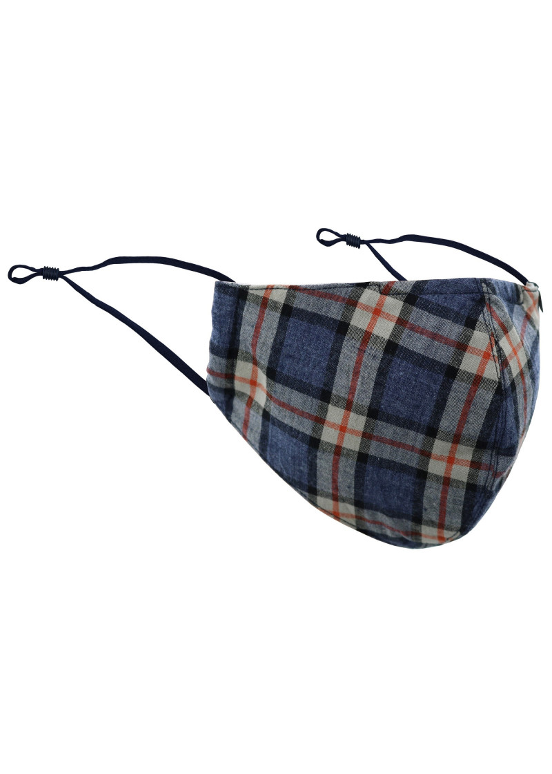 Mund-Nasen-Maske Karo-Muster navy sand