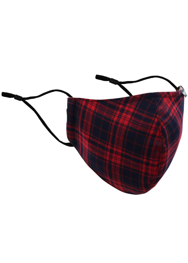 Mund-Nasen-Maske Karo-Design tintenschwarz rot
