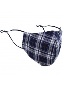 Mund-Nasen-Maske Karo-Design navyblau weiß