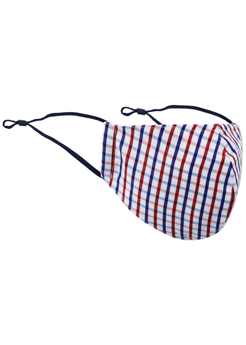 Mund-Nasen-Maske Karo rot royalblau