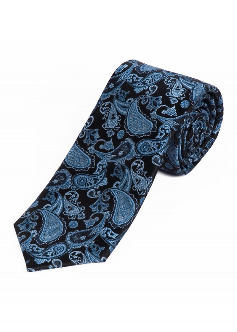 Besonders schlanke Krawatte Paisleymuster hellblau