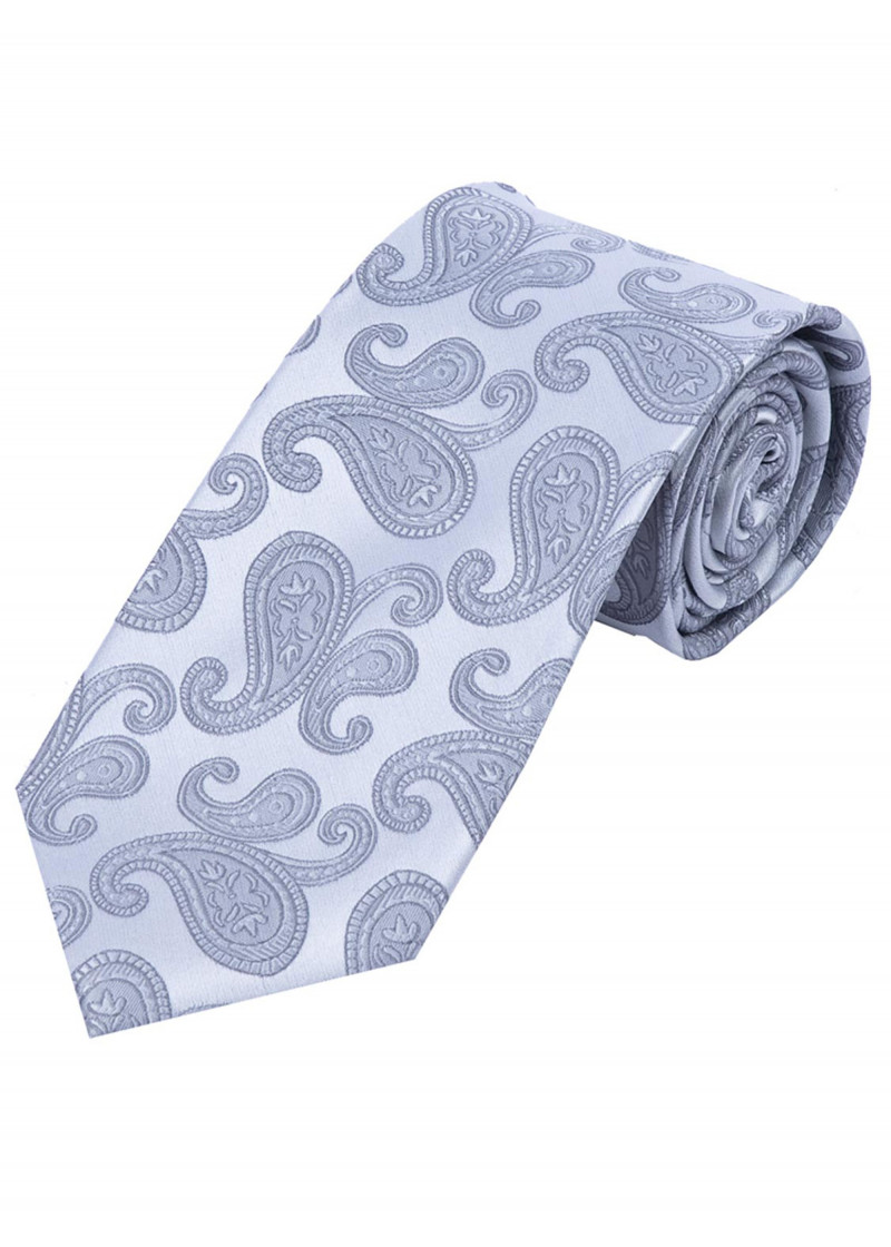 Besonders schlanke Krawatte Paisley-Motiv hellgrau