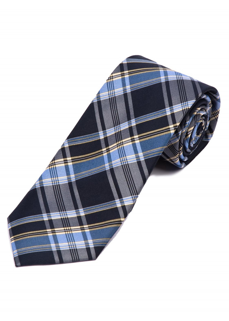 Extra schmale Krawatte Glencheckmuster marineblau
