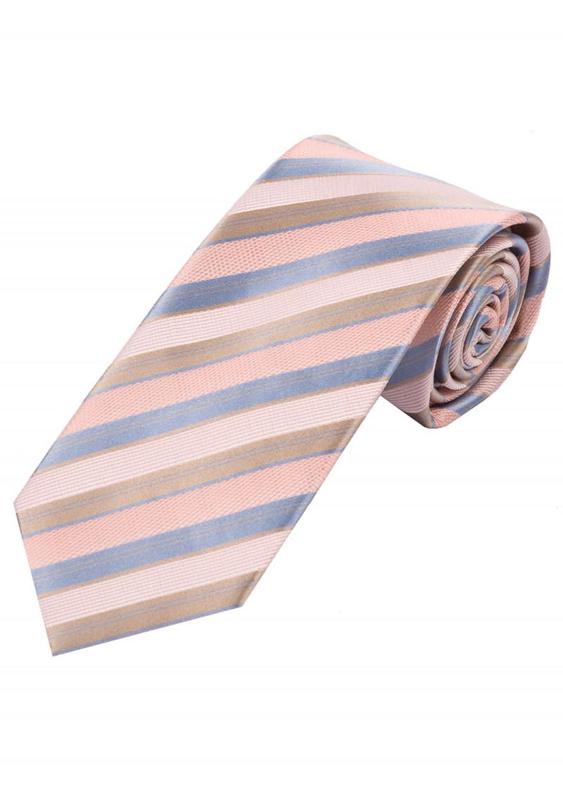 Herrenkrawatte Streifendesign rosé eisblau