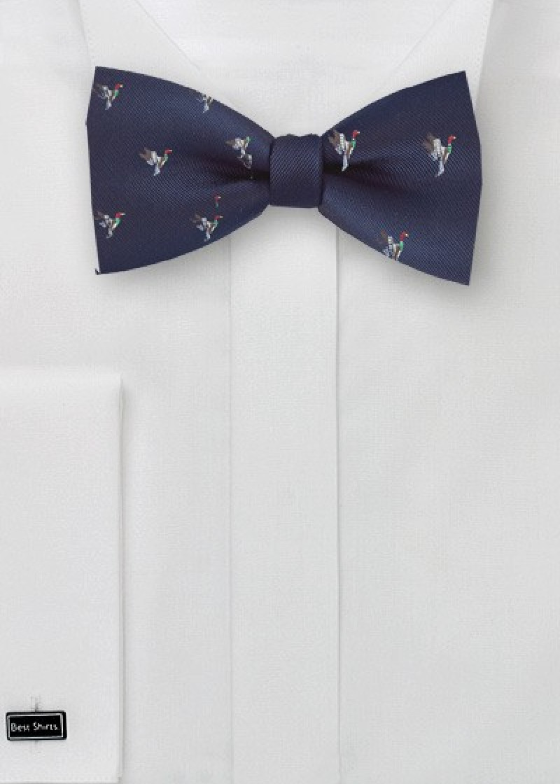 Selbstbinder-Fliege navy Enten-Design
