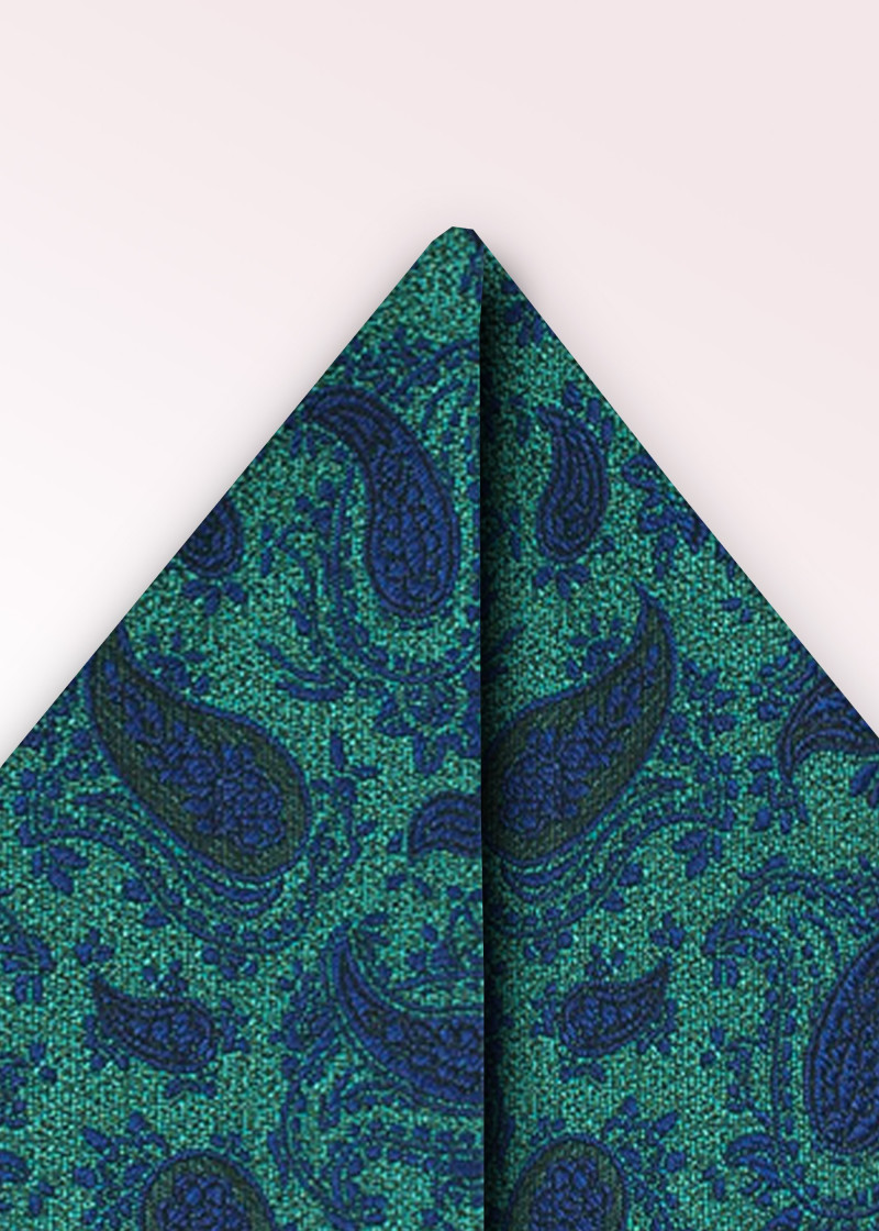Ziertuch Paisley petrol navy
