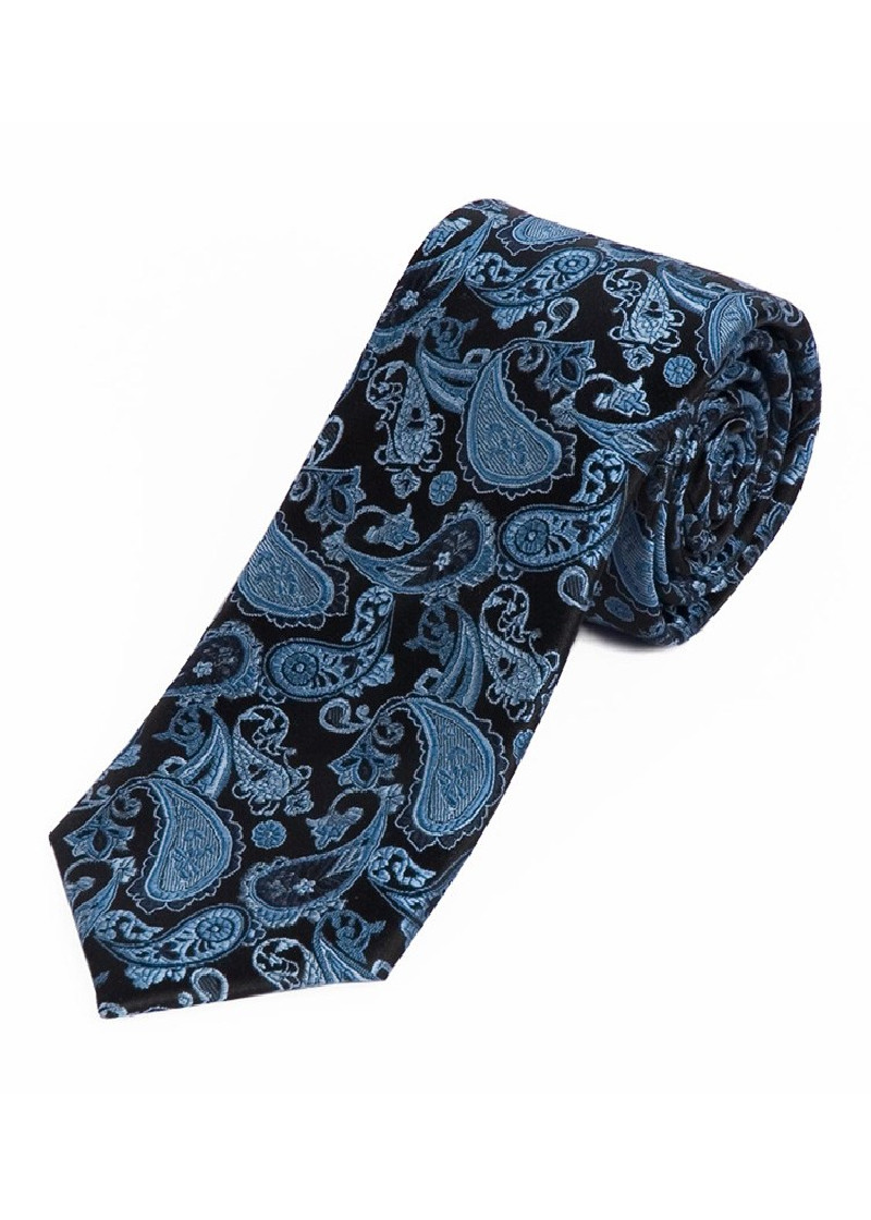 Krawatte Paisley-Motiv nachtschwarz stahlblau