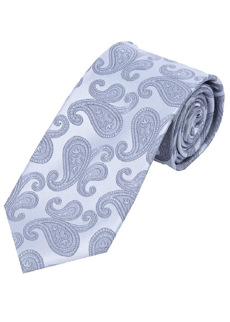 Businesskrawatte Paisleymotiv silber anthrazit