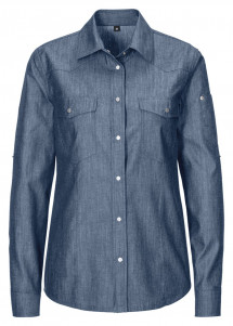 Baumwoll Jeansbluse in Royal Blue