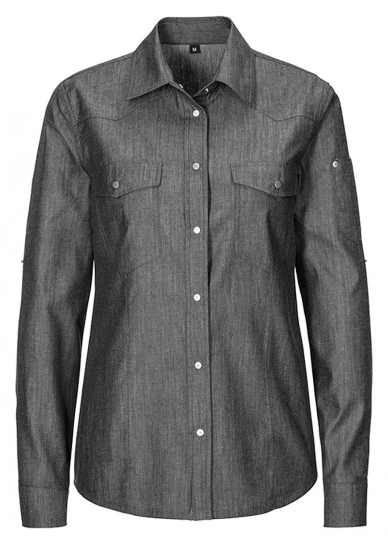 Baumwoll Jeansbluse in Schwarz