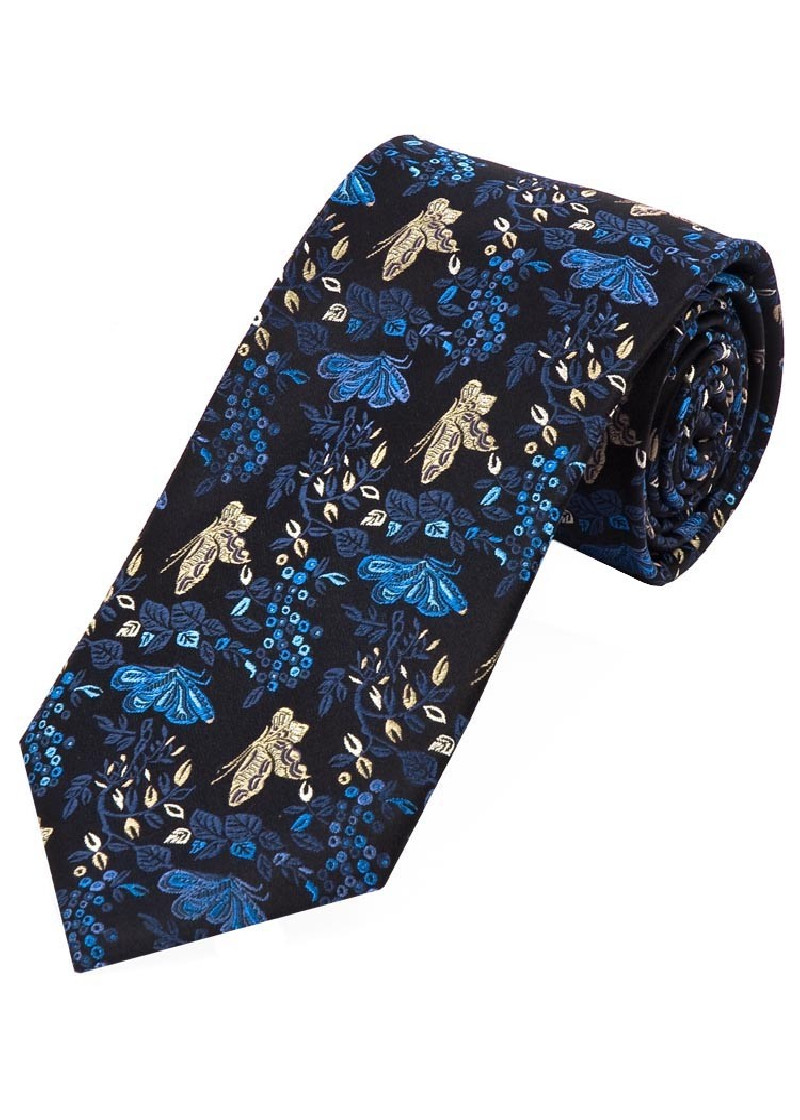 Modische Krawatte Rankenmuster schwarz und blau
