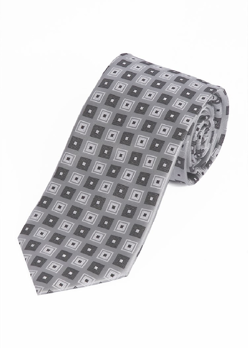 Businesskrawatte silber Viereck-Ornamente