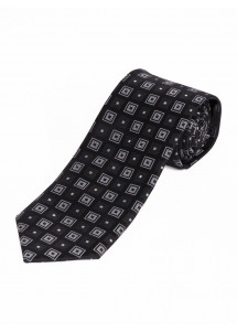Businesskrawatte asphaltschwarz Viereck-Ornamente