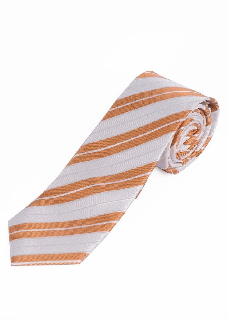 Streifen-Krawatte perlweiß orange