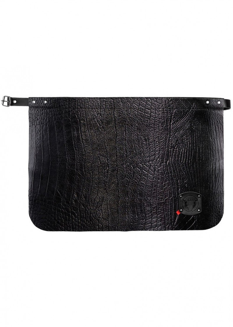 Ledervorbinder "Crocostyle" in Schwarz
