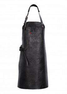 Schwarze Latzschürze "Crocostyle" - Leder