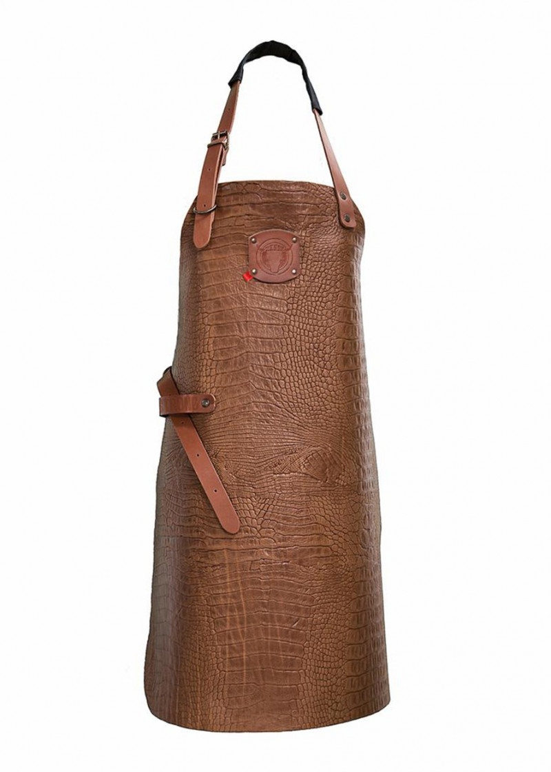 Cognac "Crocostyle" Latzschürze aus Leder