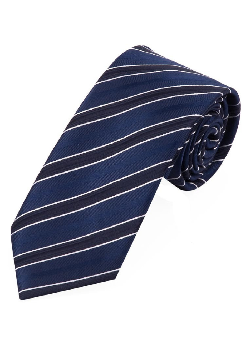 Streifen-Herrenkrawatte navy perlweiß