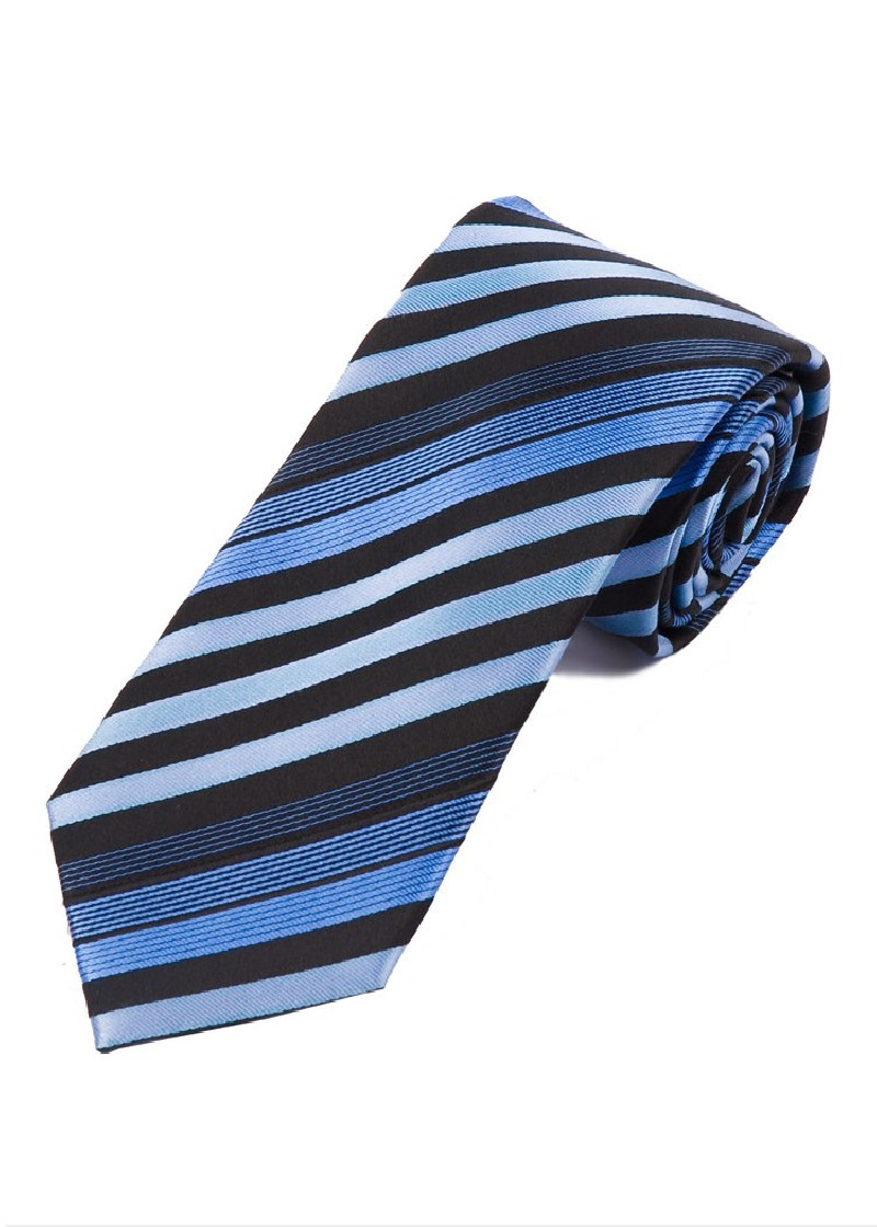 Streifen-Businesskrawatte schwarz und hellblau