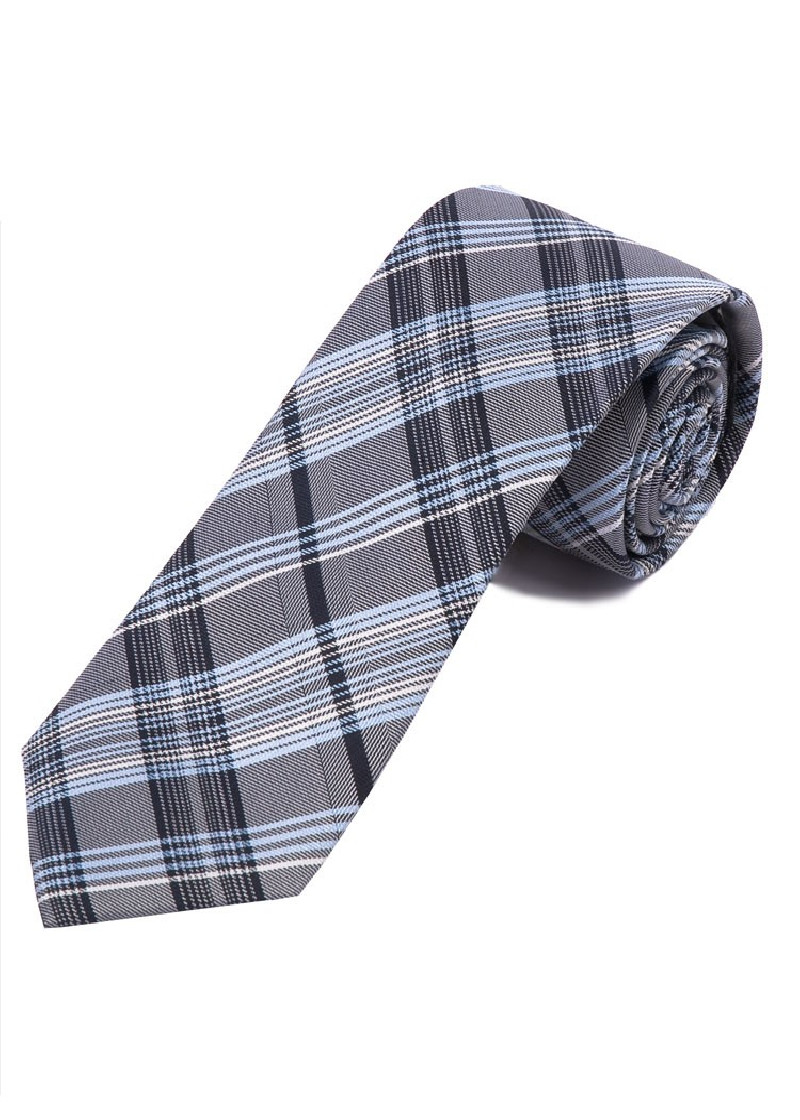 Krawatte kultiviertes Linienkaro navy himmelblau