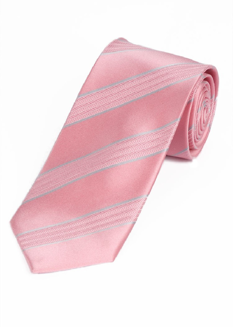 Herrenkrawatte einfarbig Streifen-Struktur rosa