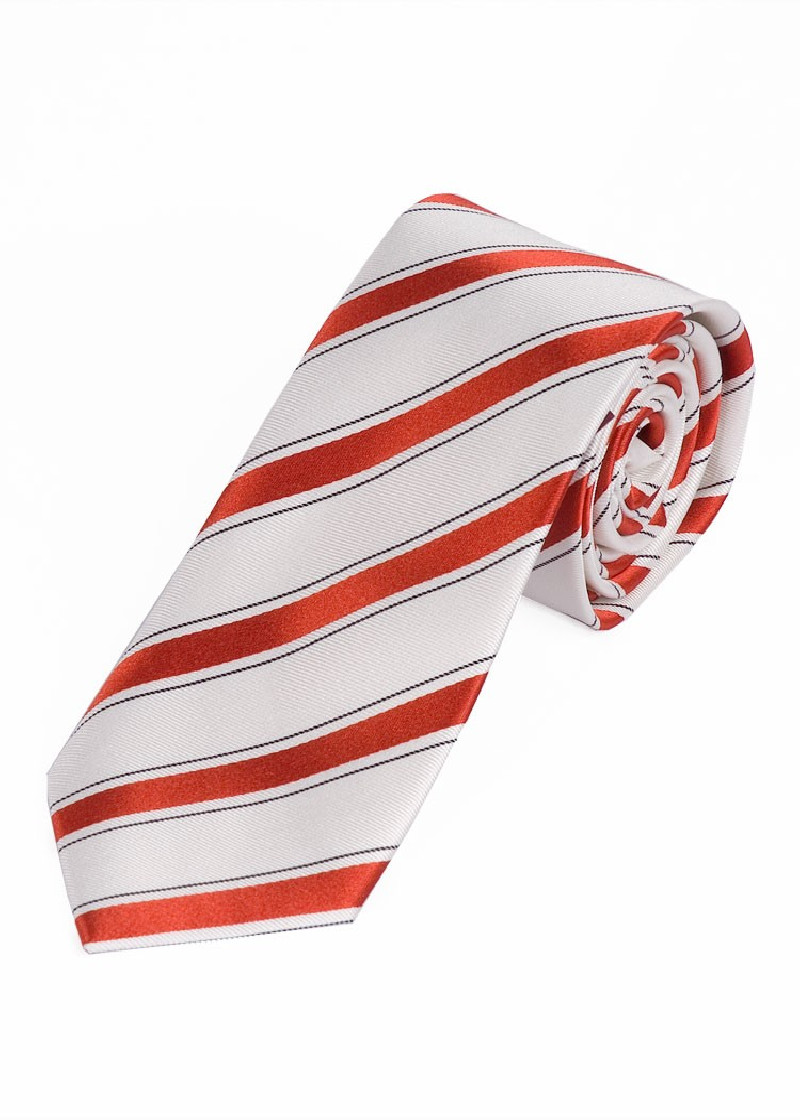 Krawatte  XXL modisches Streifen-Pattern weiß rot