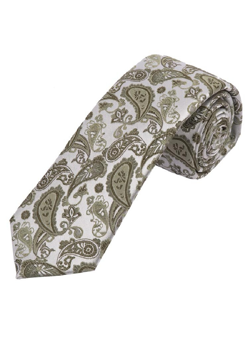 Krawatte XXL Paisley-Muster silber altsilber